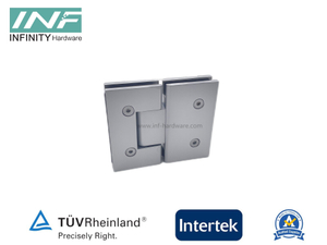Glass Fitting Heavy Duty Straight Corner Glass to Glass 180° Door Shower Hinge with 85 Reversible Pivot Pin and off-Angle Adjustable Pivot Pin Are