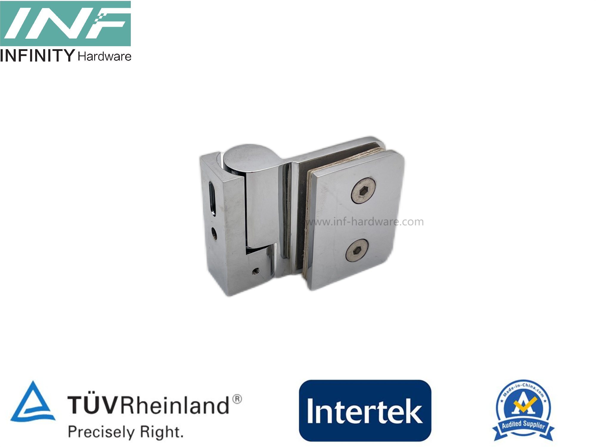 Glass To Wall Pivot Glass Door Shower Hinge 180° Open/Close And Selfclosing Function with Short Wall Mounted Plate